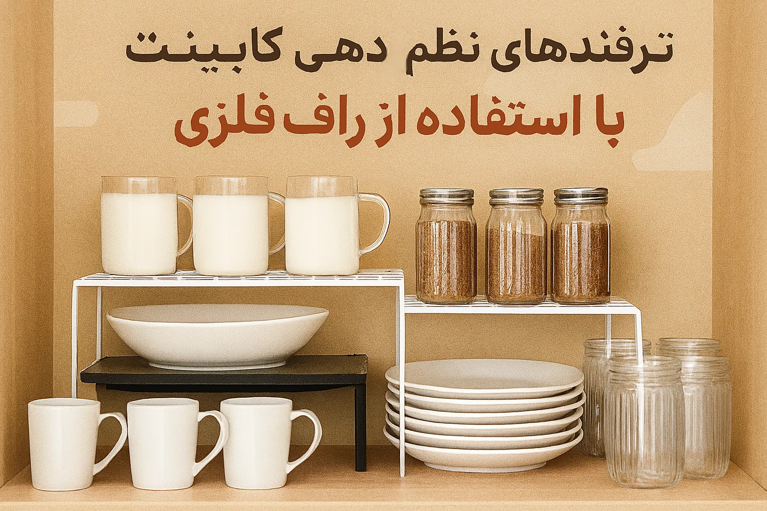 ترفندهای نظم‌دهی کابینت با استفاده از راف فلزی