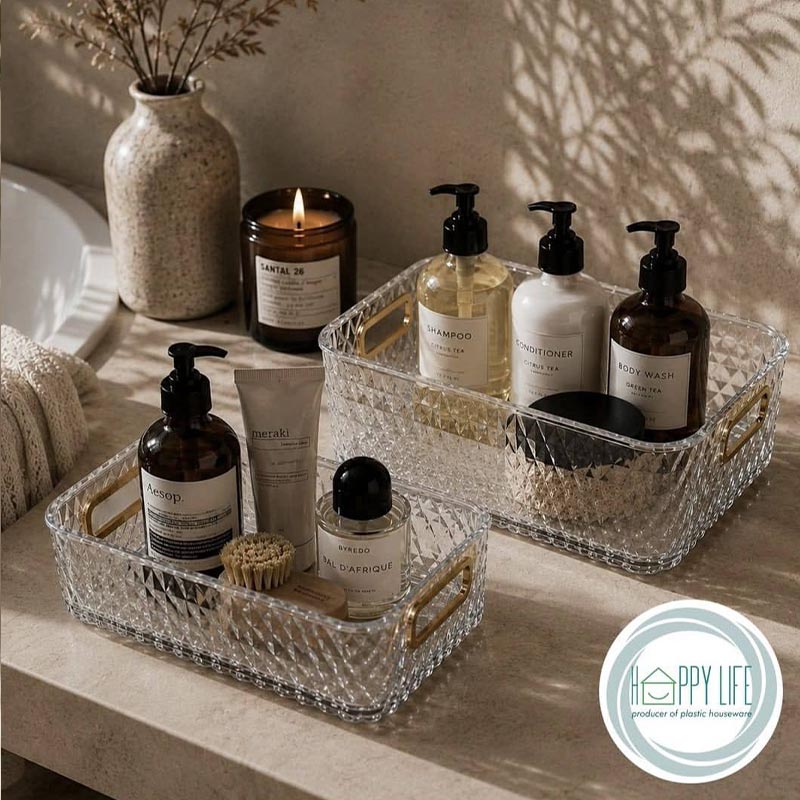 باکس مستطیل کریستال گلد کوچک HAPPY LIFE
