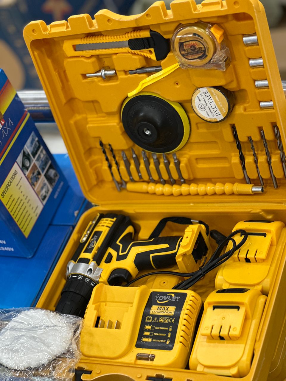 دریل شارژی ۲ باتری YOVLET جعبه زرد
